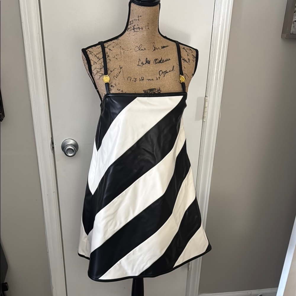 KARGEDE size 10 Black and White Striped Dress